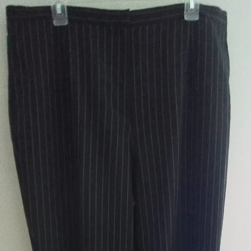 'Talbots' Wide Leg Pant Black & Cream Pinstripe Size 18